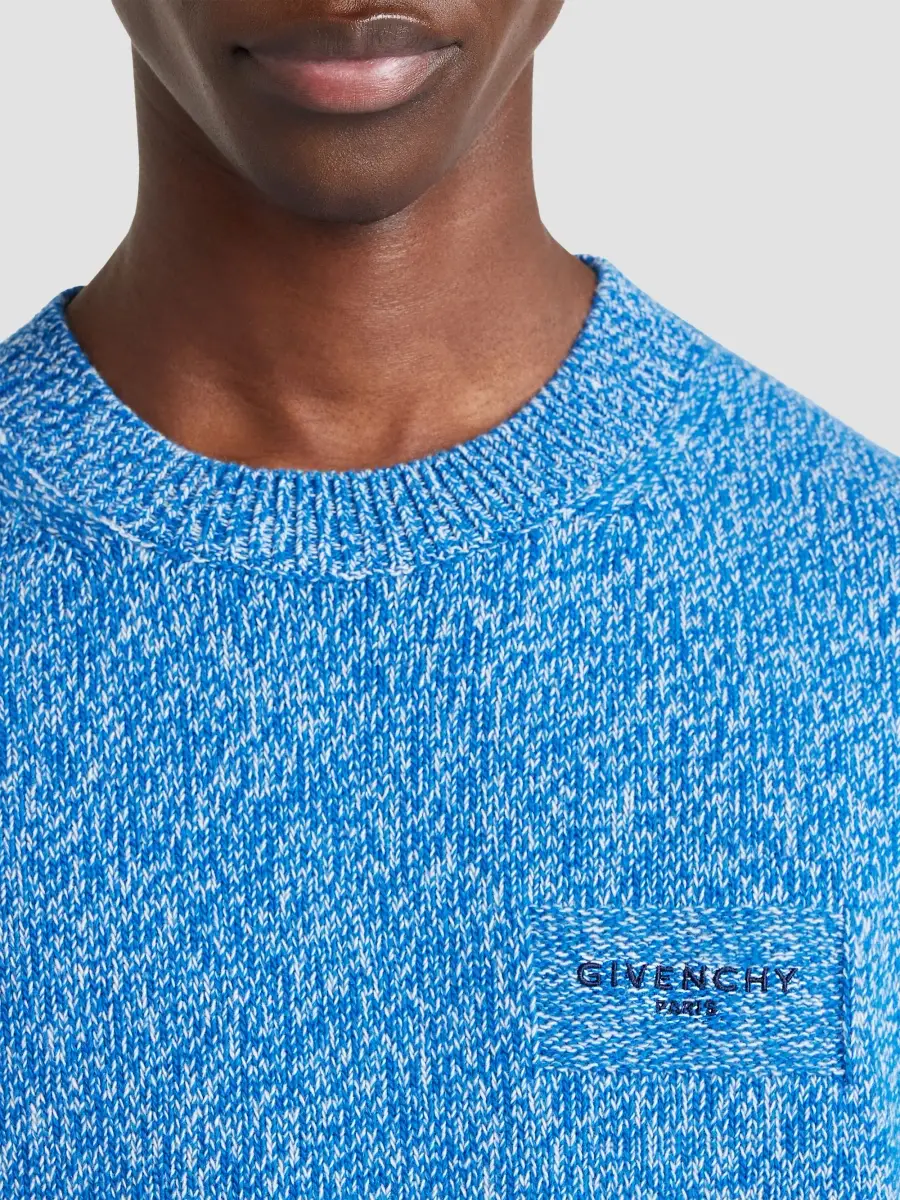 Givenchy Men's Couture Seam Sweater in Mouline Wool and Cashmere - Blue | Thumbnail 6 Givenchy Men's Couture Seam Sweater in Mouline Wool and Cashmere - Blue | Thumbnail 6