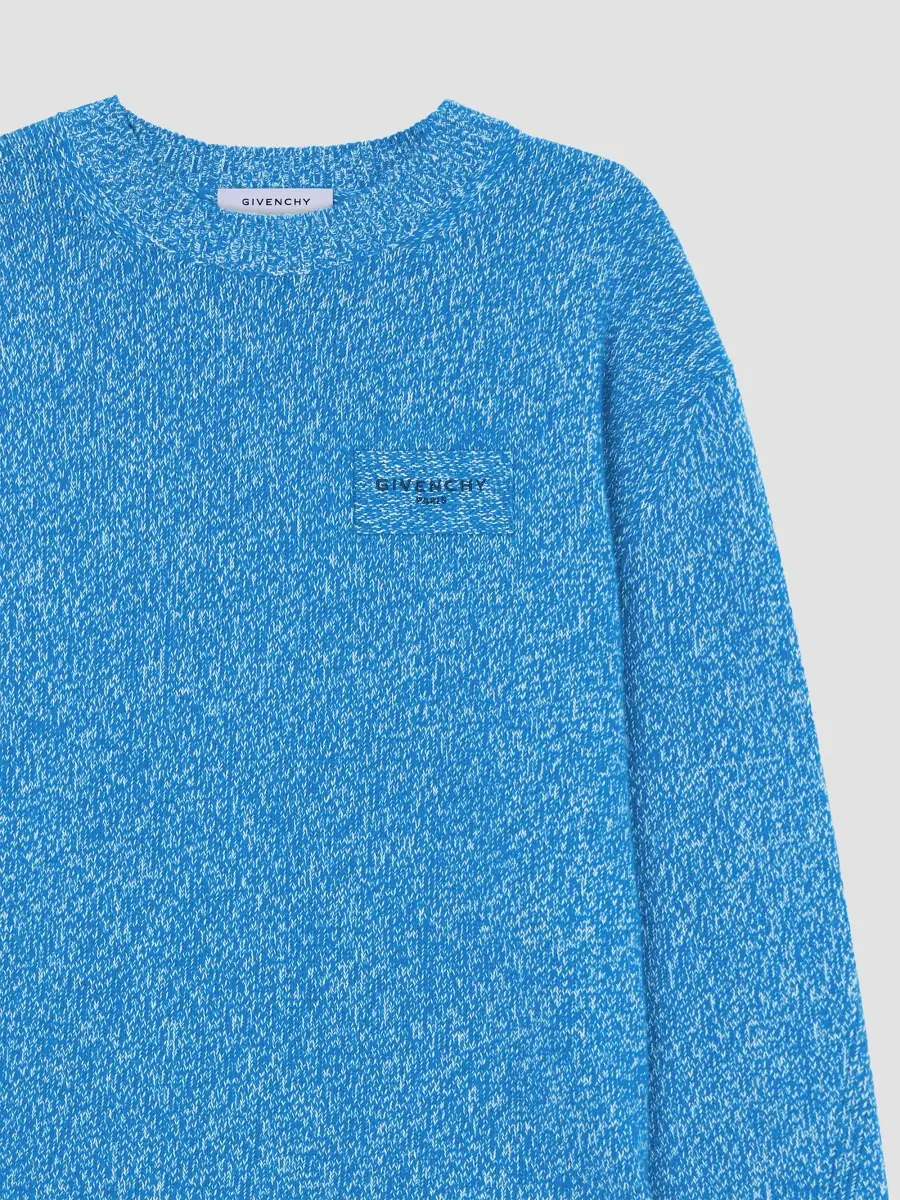 Givenchy Men's Couture Seam Sweater in Mouline Wool and Cashmere - Blue | Thumbnail 7 Givenchy Men's Couture Seam Sweater in Mouline Wool and Cashmere - Blue | Thumbnail 7