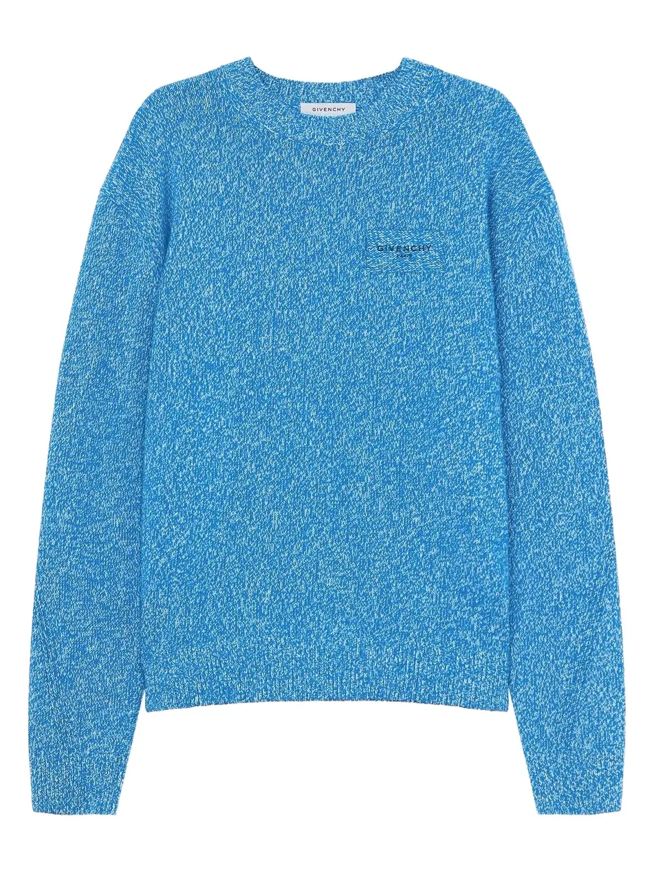 Men's Couture Seam Sweater in Mouline Wool and Cashmere - Blue Men's Couture Seam Sweater in Mouline Wool and Cashmere - Blue