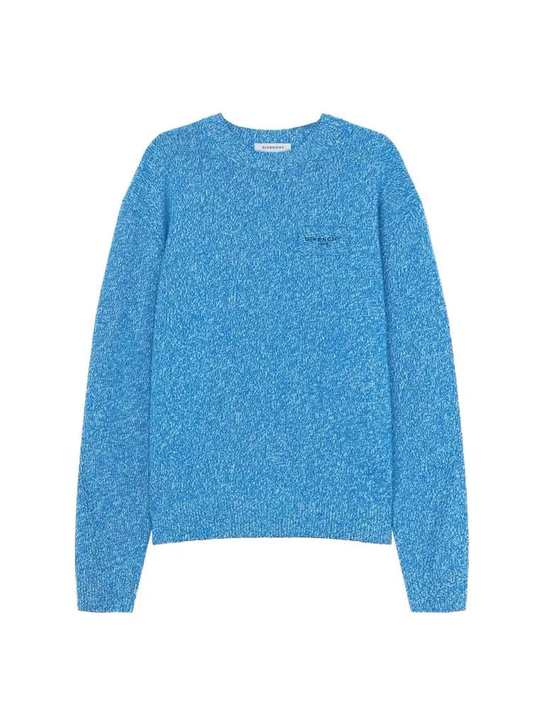 Men's Couture Seam Sweater in Mouline Wool and Cashmere - Blue Men's Couture Seam Sweater in Mouline Wool and Cashmere - Blue