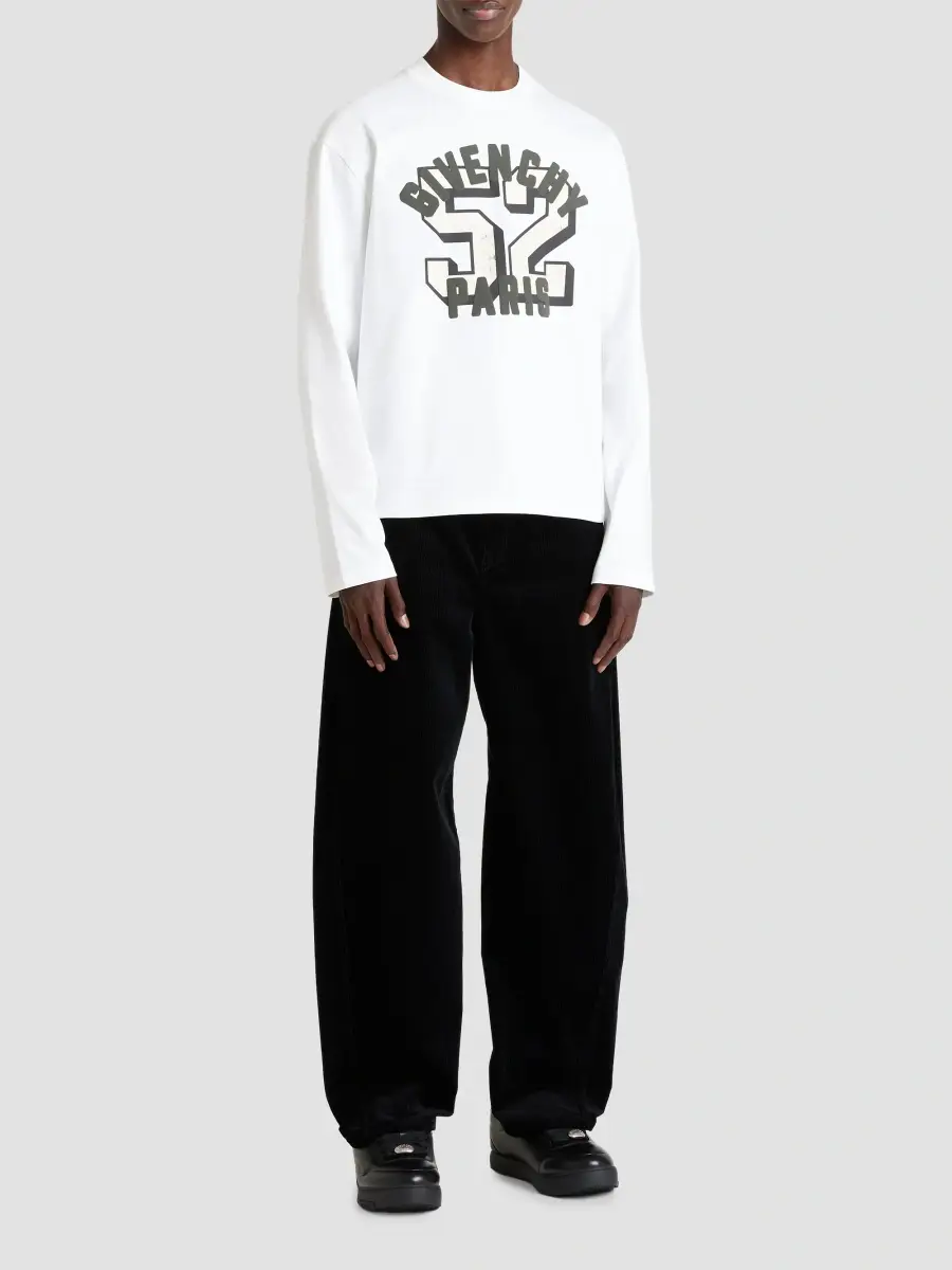 Givenchy Men's Boxy-Fit T-Shirt in Cotton with Print - White | Thumbnail 2