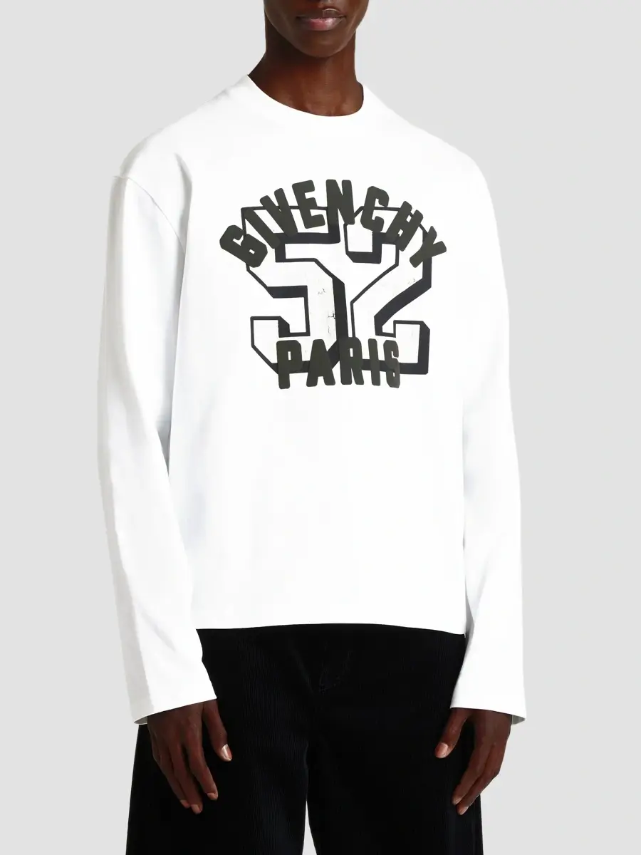 Givenchy Men's Boxy-Fit T-Shirt in Cotton with Print - White | Thumbnail 3