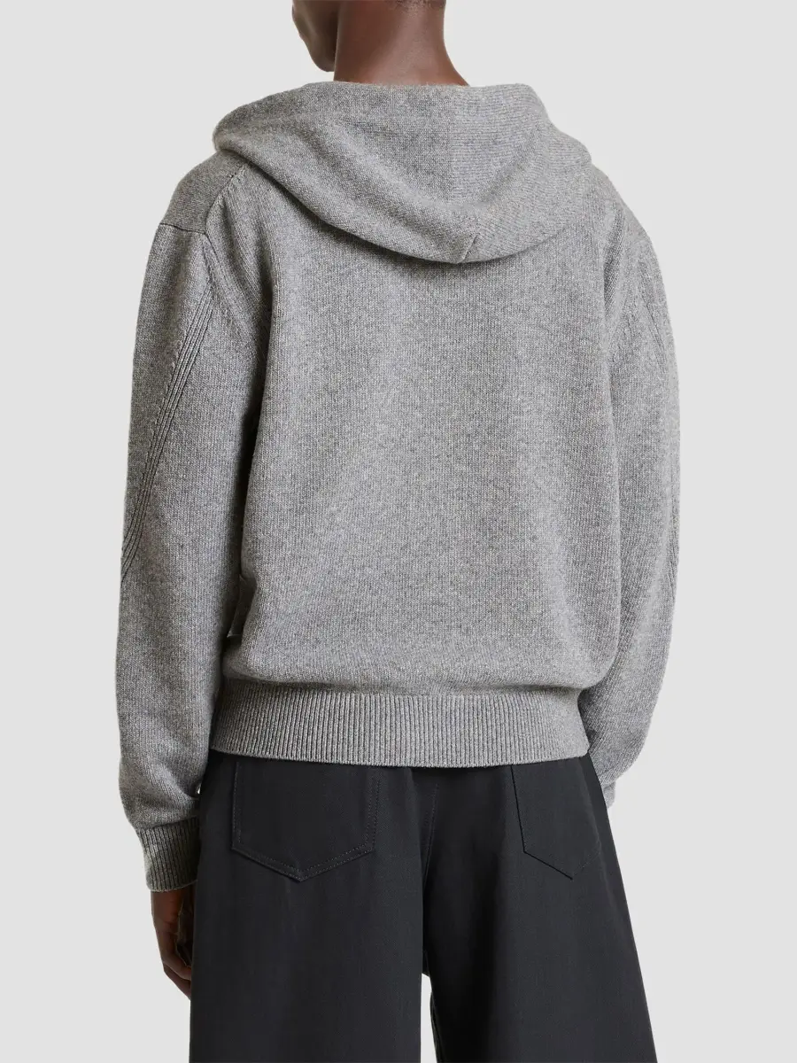 Givenchy Men's Couture Seam Zipped Hoodie in Wool and Cashmere - Light Grey Melange | Thumbnail 6 Givenchy Men's Couture Seam Zipped Hoodie in Wool and Cashmere - Light Grey Melange | Thumbnail 6