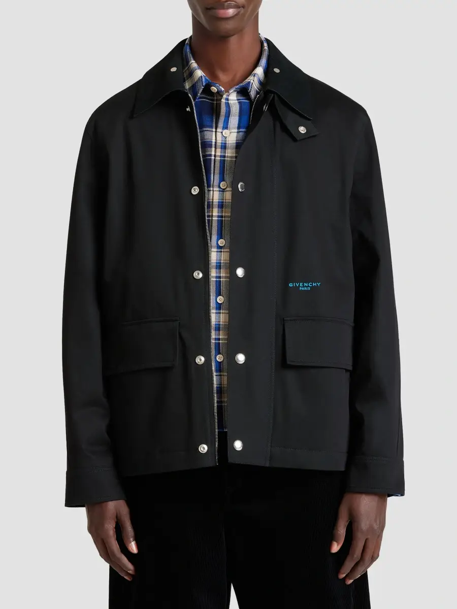 Givenchy Men's Field Jacket in Cotton with a Checked Lining | Thumbnail 4