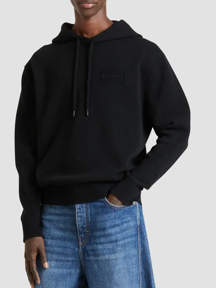 Givenchy Men's Couture Seam Hoodie in Wool and Cashmere - Black | Thumbnail 4 Givenchy Men's Couture Seam Hoodie in Wool and Cashmere - Black | Thumbnail 4