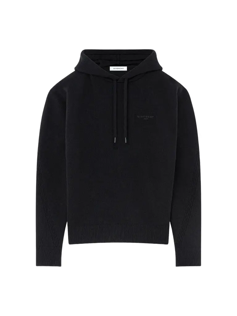 Men's Couture Seam Hoodie in Wool and Cashmere - Black Men's Couture Seam Hoodie in Wool and Cashmere - Black