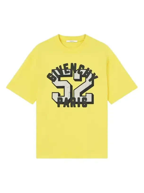 Givenchy Men's Boxy-Fit T-Shirt in Cotton with Print - Yellow