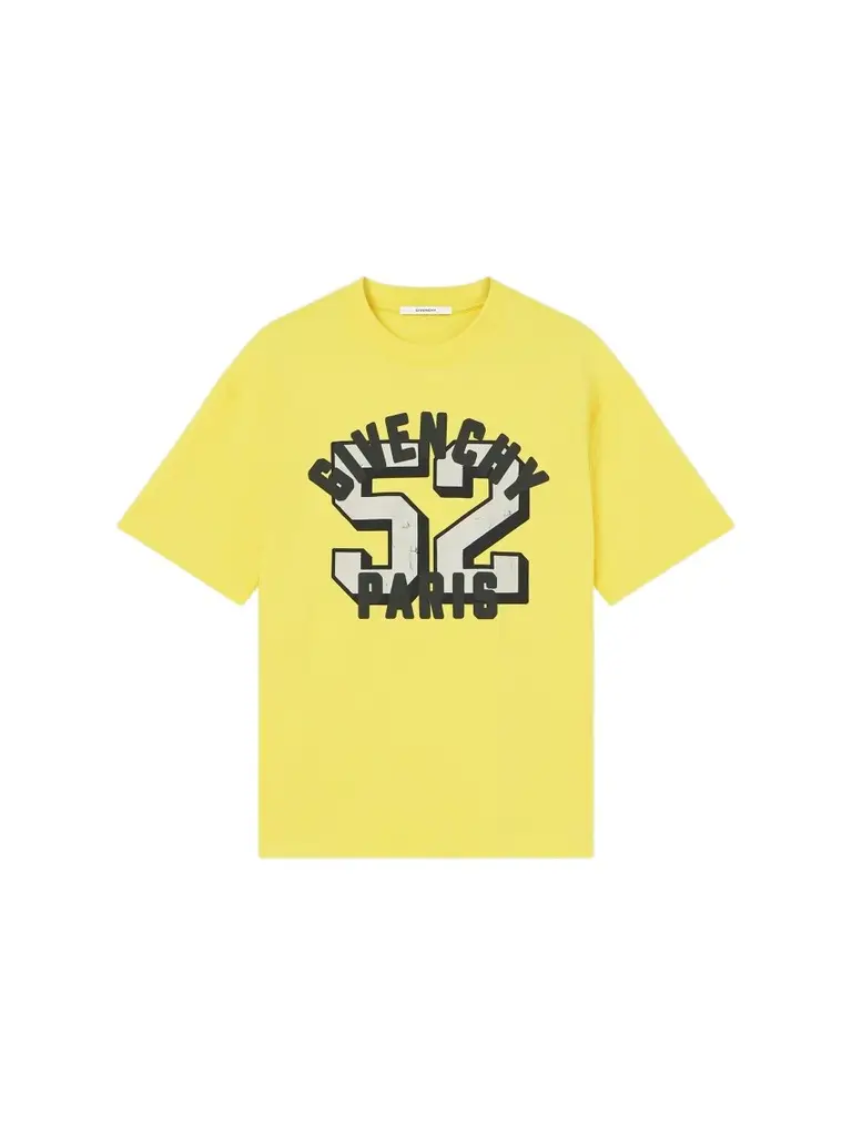 Givenchy Men's Boxy-Fit T-Shirt in Cotton with Print - Yellow