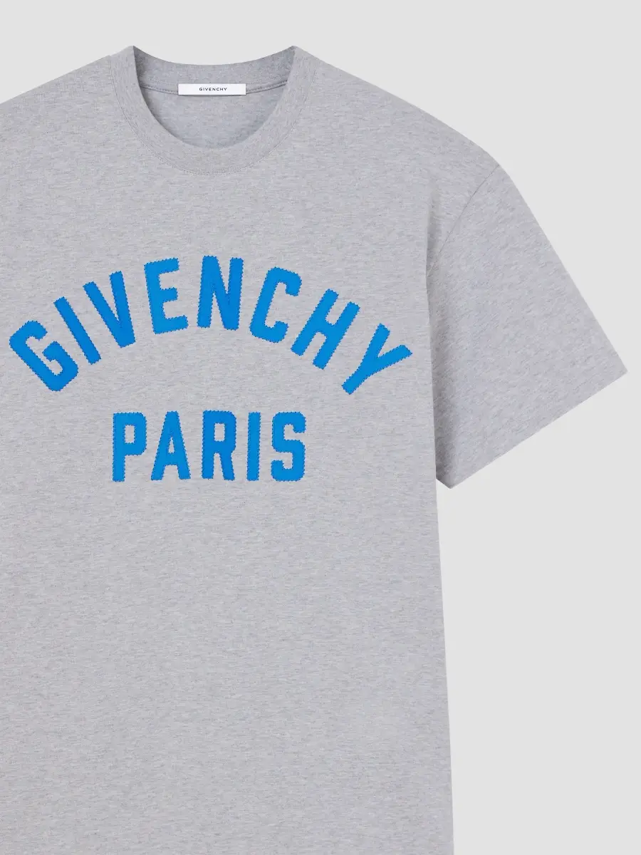 Givenchy Men's Paris T-Shirt in Cotton - Grey Blue | Thumbnail 2 Givenchy Men's Paris T-Shirt in Cotton - Grey Blue | Thumbnail 2