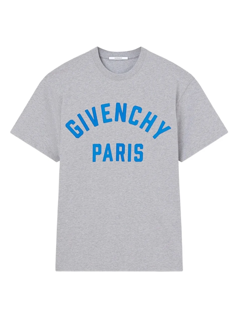 Givenchy Men's Paris T-Shirt in Cotton - Grey Blue