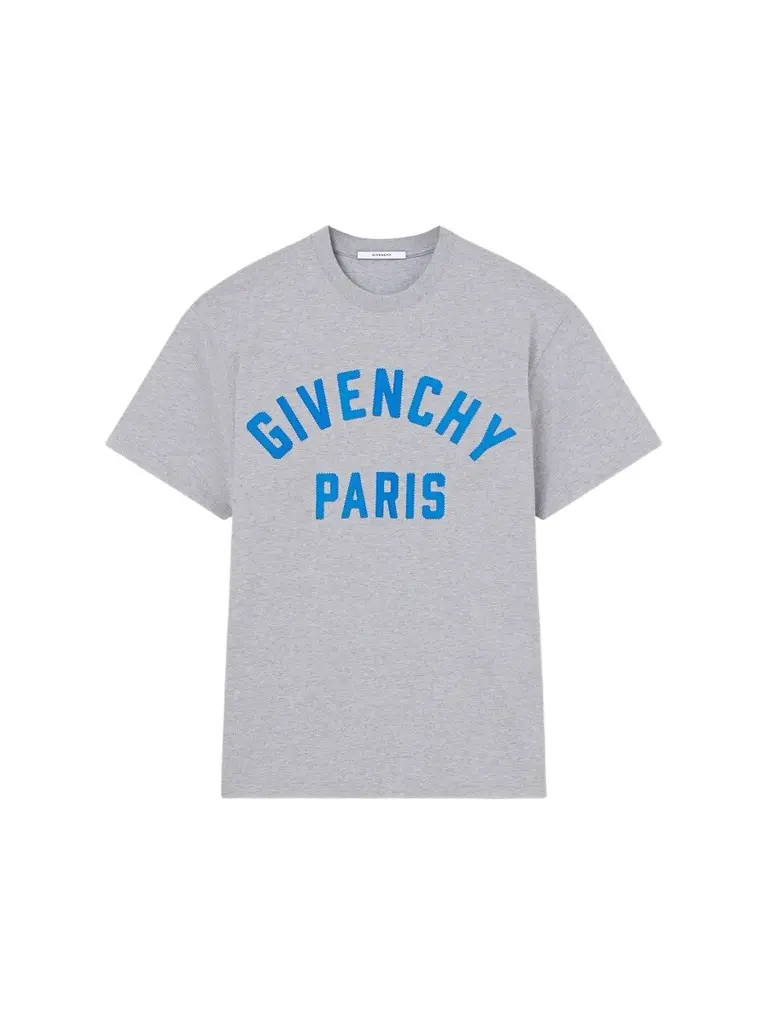 Givenchy Men's Paris T-Shirt in Cotton - Grey Blue
