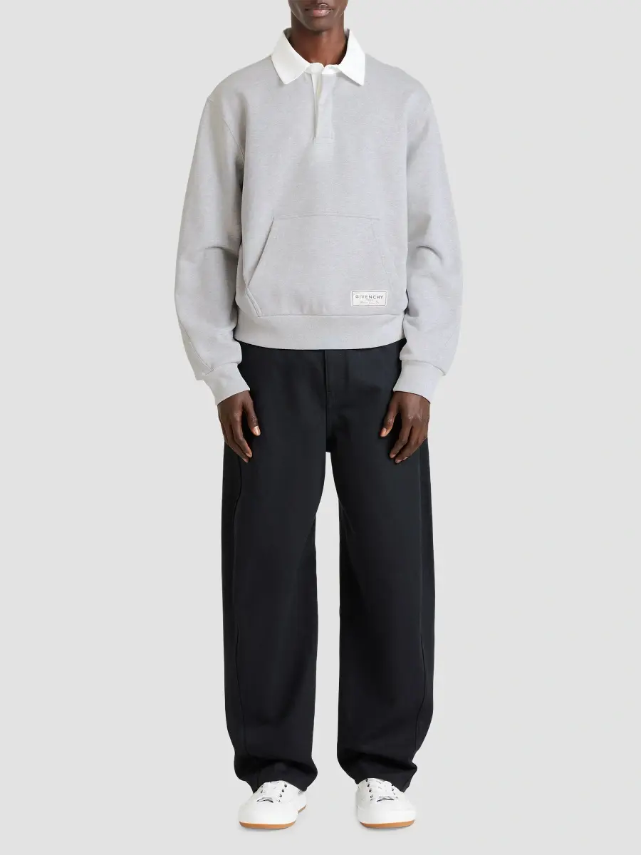 Givenchy Men's Couture Seam Polo Sweatshirt in Fleece - Light Grey Melange | Thumbnail 2 Givenchy Men's Couture Seam Polo Sweatshirt in Fleece - Light Grey Melange | Thumbnail 2
