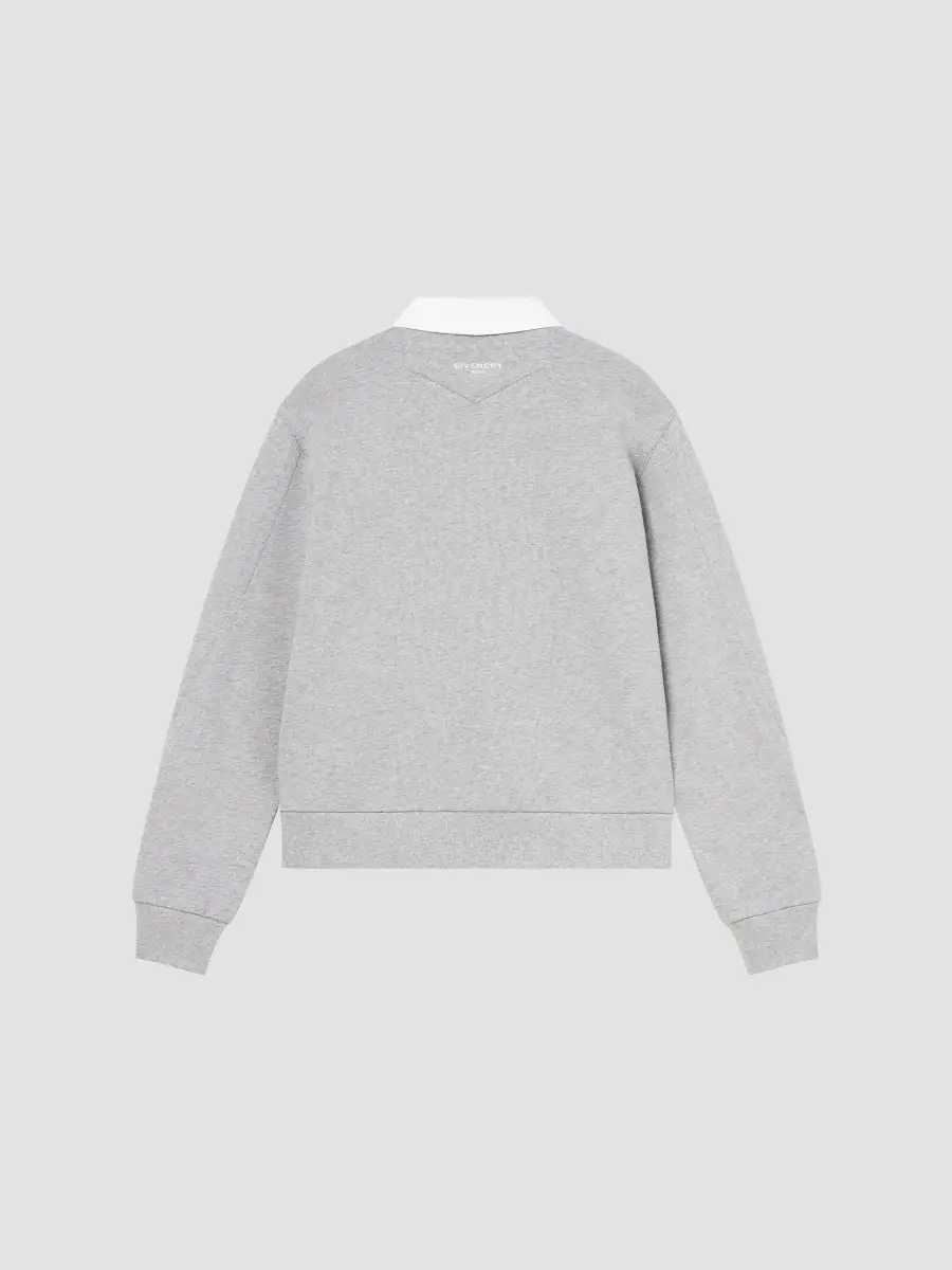 Givenchy Men's Couture Seam Polo Sweatshirt in Fleece - Light Grey Melange | Thumbnail 3 Givenchy Men's Couture Seam Polo Sweatshirt in Fleece - Light Grey Melange | Thumbnail 3