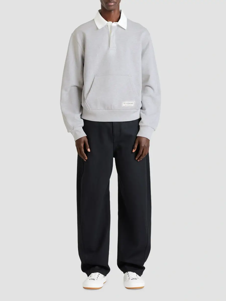 Givenchy Men's Couture Seam Polo Sweatshirt in Fleece - Light Grey Melange | Thumbnail 4 Givenchy Men's Couture Seam Polo Sweatshirt in Fleece - Light Grey Melange | Thumbnail 4