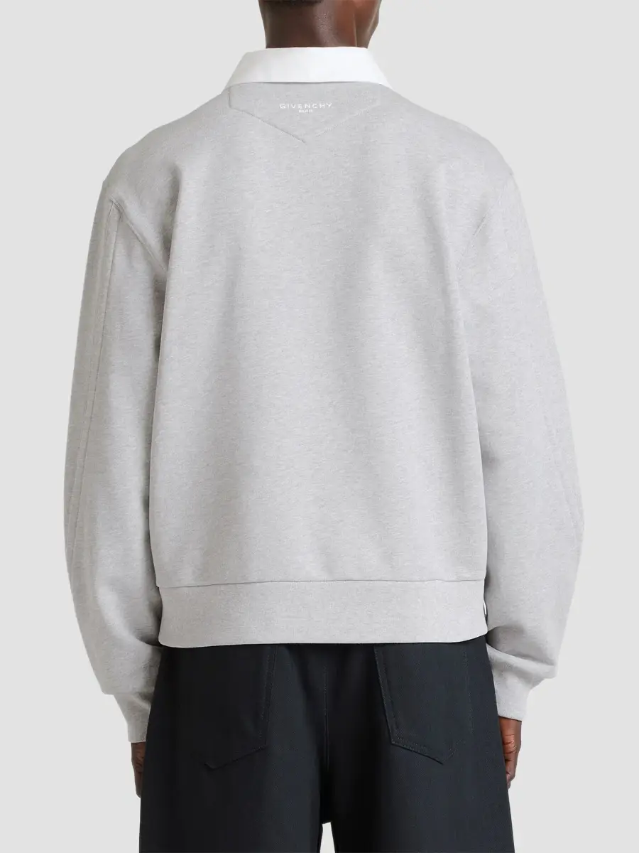 Givenchy Men's Couture Seam Polo Sweatshirt in Fleece - Light Grey Melange | Thumbnail 6 Givenchy Men's Couture Seam Polo Sweatshirt in Fleece - Light Grey Melange | Thumbnail 6