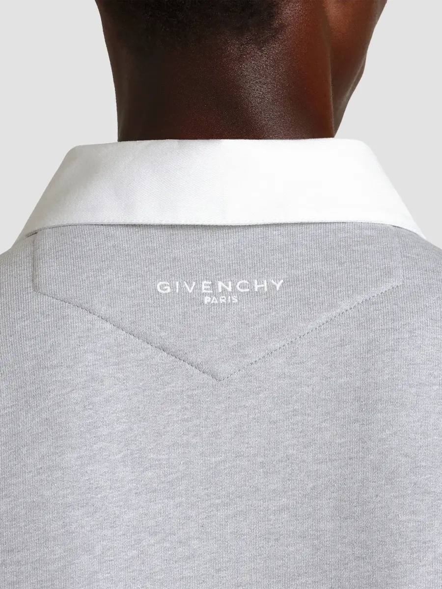 Givenchy Men's Couture Seam Polo Sweatshirt in Fleece - Light Grey Melange | Thumbnail 7 Givenchy Men's Couture Seam Polo Sweatshirt in Fleece - Light Grey Melange | Thumbnail 7
