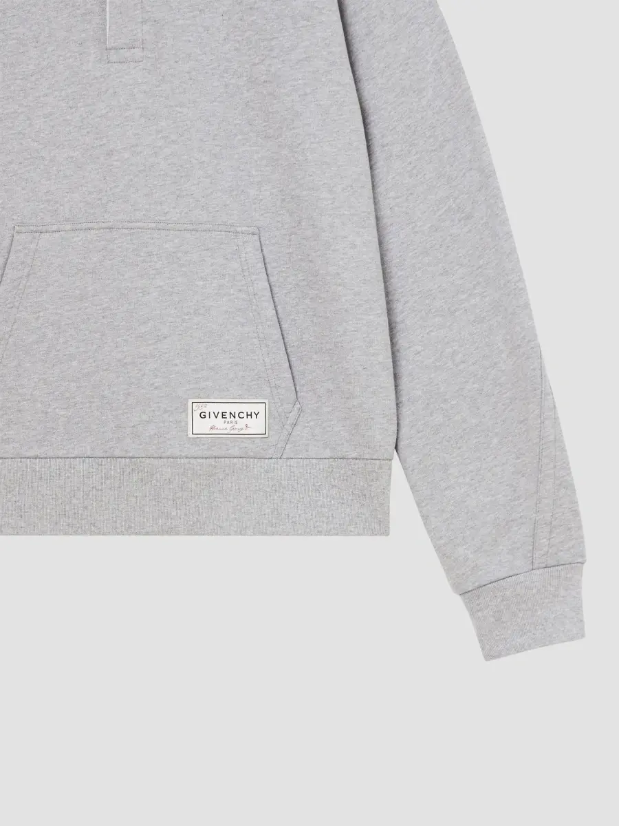 Givenchy Men's Couture Seam Polo Sweatshirt in Fleece - Light Grey Melange | Thumbnail 8 Givenchy Men's Couture Seam Polo Sweatshirt in Fleece - Light Grey Melange | Thumbnail 8