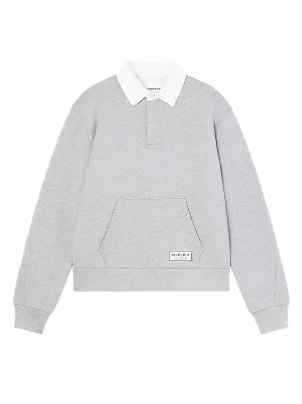 Men's Couture Seam Polo Sweatshirt in Fleece - Light Grey Melange