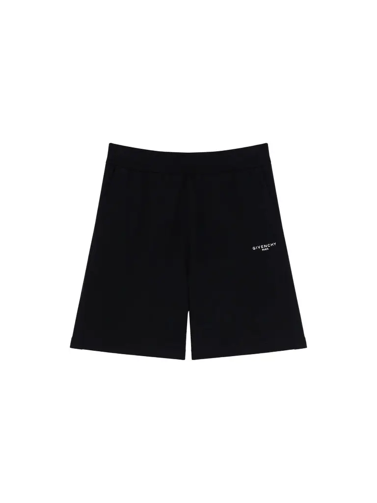 Men's Couture Seam Bermuda Shorts in Fleece - Black Men's Couture Seam Bermuda Shorts in Fleece - Black