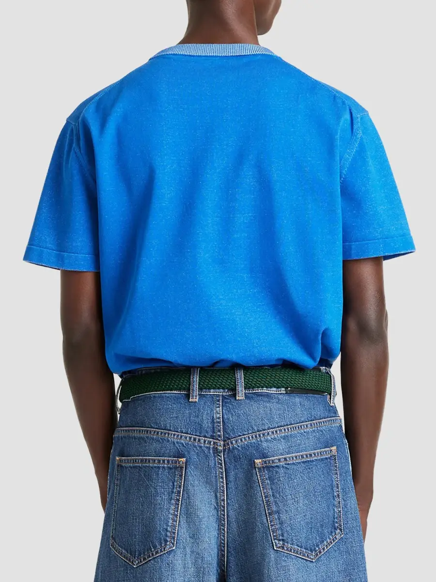 Givenchy Men's T-Shirt in Knit with Jacquard - Lagoon Blue | Thumbnail 5 Givenchy Men's T-Shirt in Knit with Jacquard - Lagoon Blue | Thumbnail 5