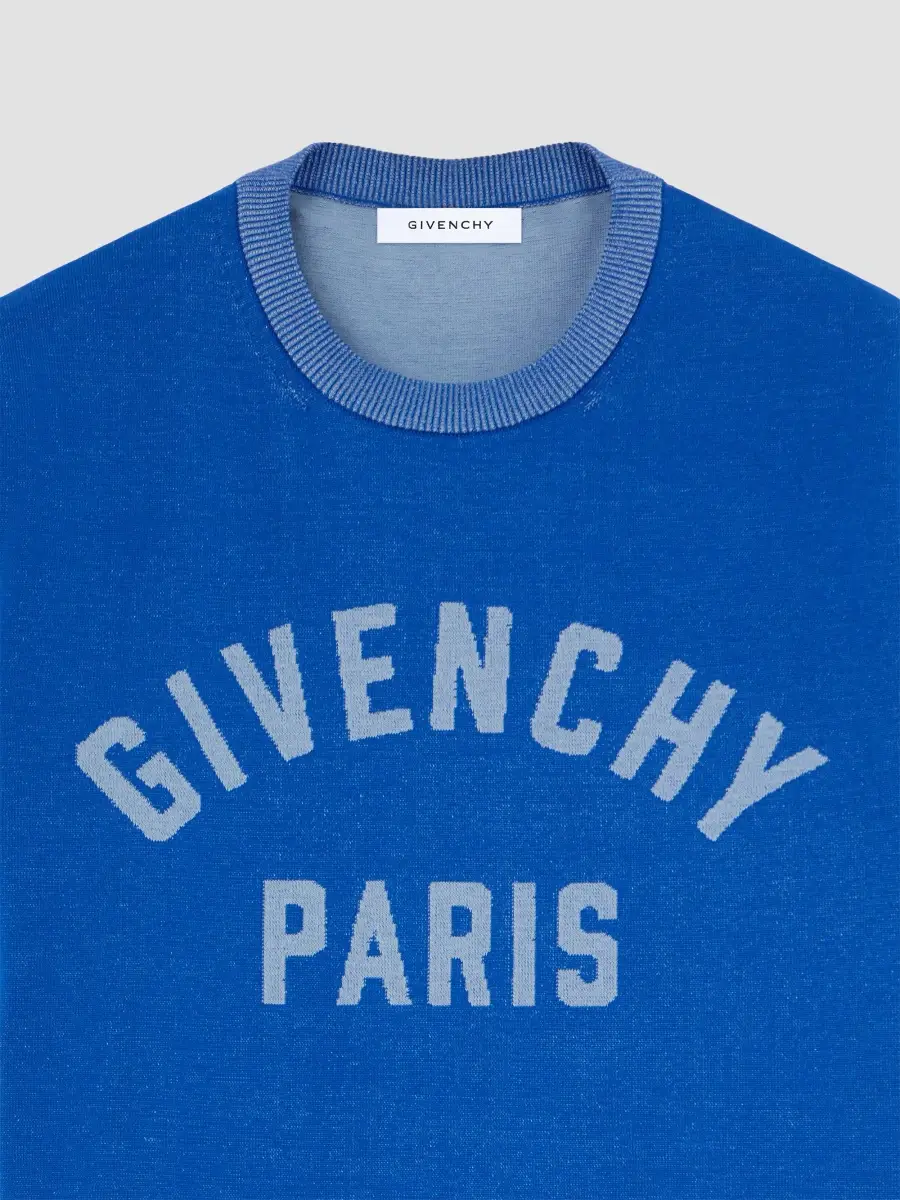 Givenchy Men's T-Shirt in Knit with Jacquard - Lagoon Blue | Thumbnail 6 Givenchy Men's T-Shirt in Knit with Jacquard - Lagoon Blue | Thumbnail 6