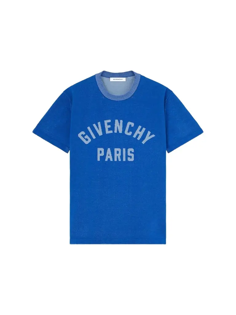 Men's T-Shirt in Knit with Jacquard - Lagoon Blue Men's T-Shirt in Knit with Jacquard - Lagoon Blue
