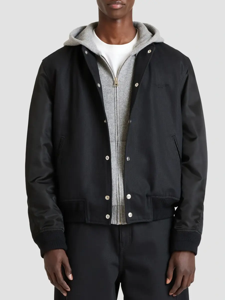 Givenchy Men's Mix Material Blouson Jacket with Embroidery - Black | Thumbnail 4
