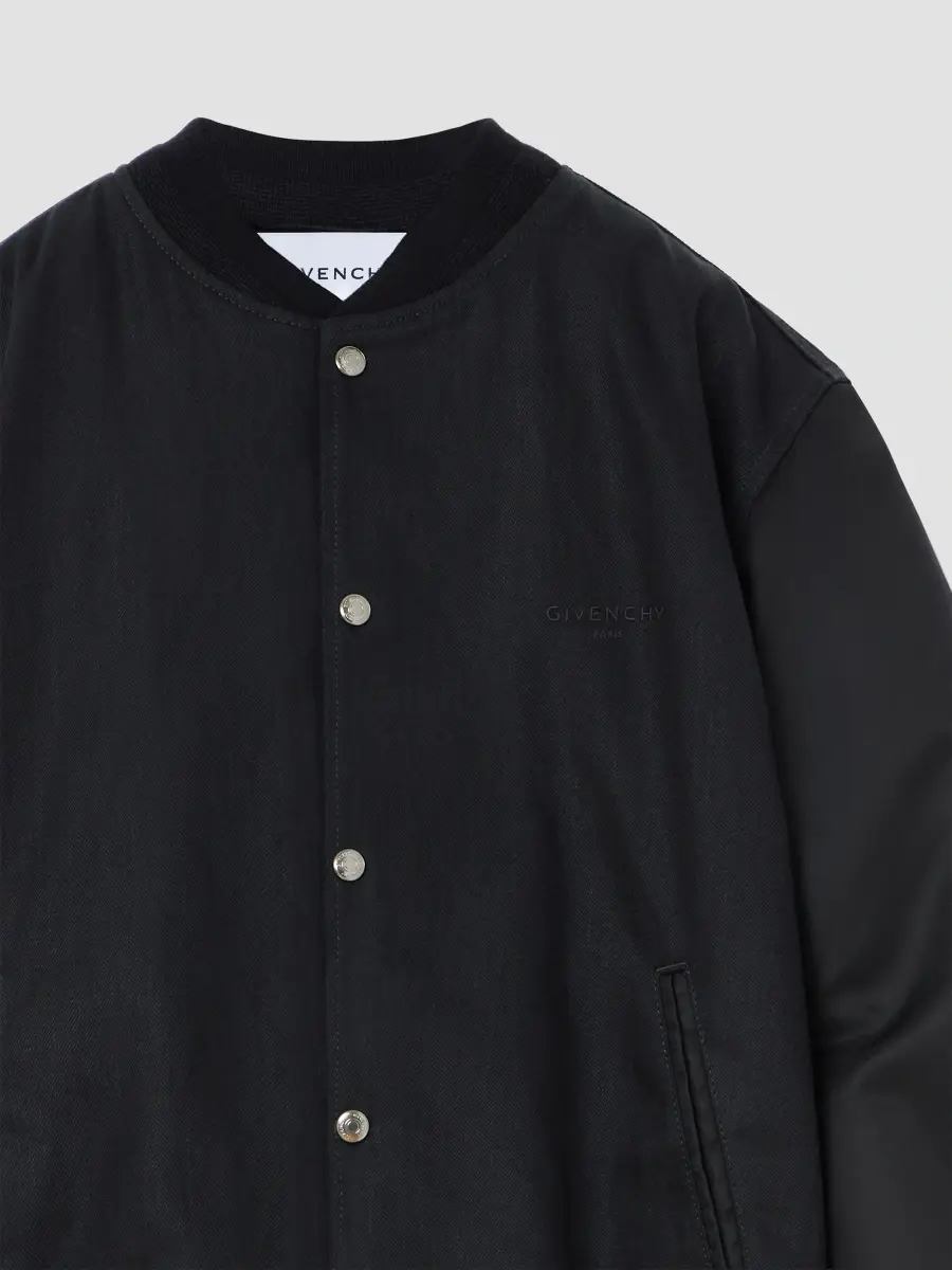 Givenchy Men's Mix Material Blouson Jacket with Embroidery - Black | Thumbnail 6