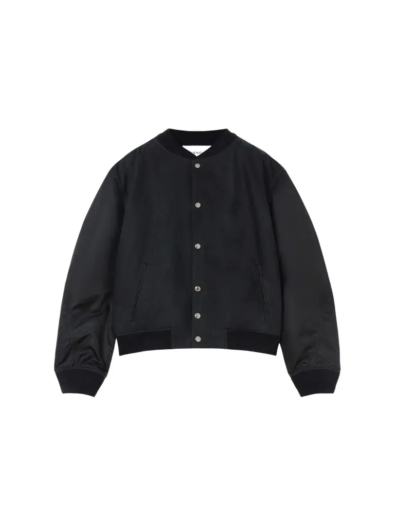Men's Mix Material Blouson Jacket with Embroidery - Black Men's Mix Material Blouson Jacket with Embroidery - Black