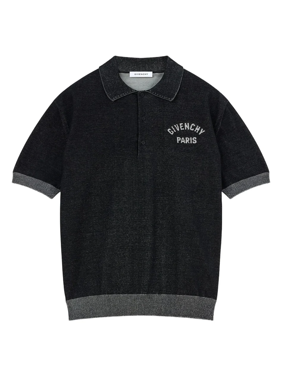 Men's Polo in Cotton with Embroidery - Black Men's Polo in Cotton with Embroidery - Black