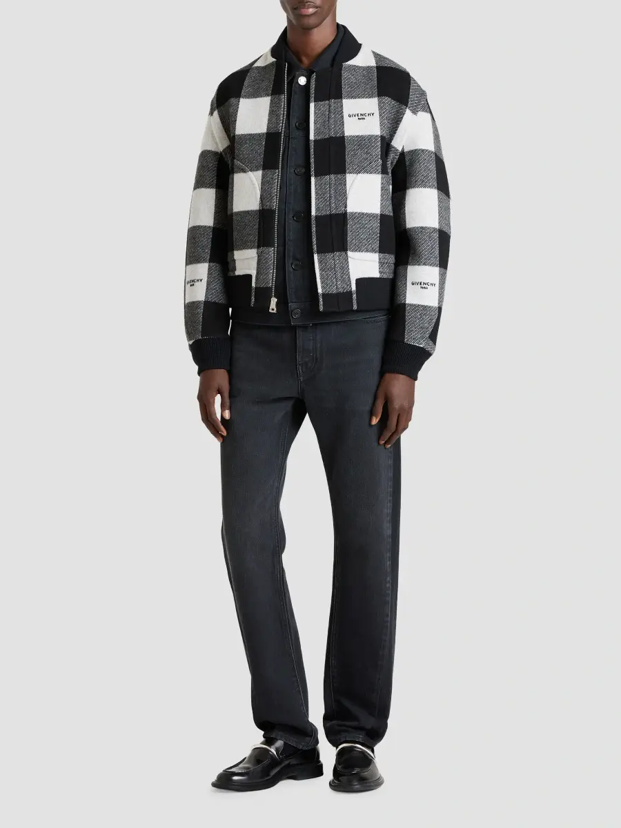Givenchy Men's Reversible Bomber Jacket in Wool - White Black | Thumbnail 2 Givenchy Men's Reversible Bomber Jacket in Wool - White Black | Thumbnail 2