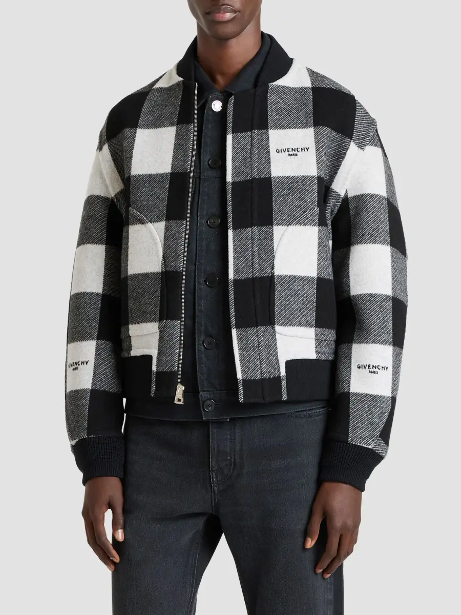 Givenchy Men's Reversible Bomber Jacket in Wool - White Black | Thumbnail 4 Givenchy Men's Reversible Bomber Jacket in Wool - White Black | Thumbnail 4