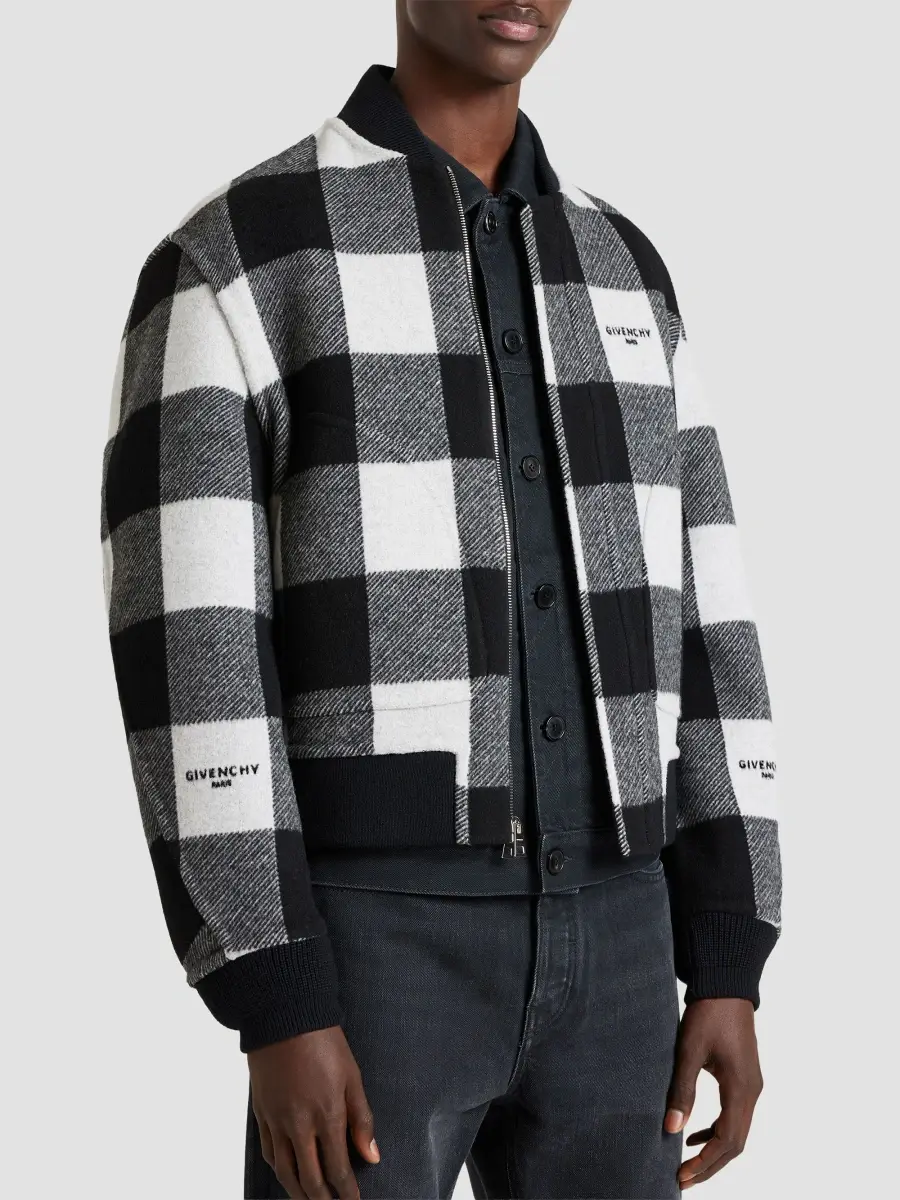 Givenchy Men's Reversible Bomber Jacket in Wool - White Black | Thumbnail 5 Givenchy Men's Reversible Bomber Jacket in Wool - White Black | Thumbnail 5