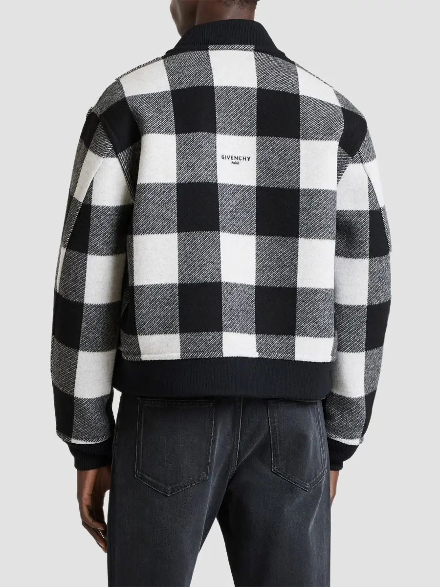 Givenchy Men's Reversible Bomber Jacket in Wool - White Black | Thumbnail 6 Givenchy Men's Reversible Bomber Jacket in Wool - White Black | Thumbnail 6