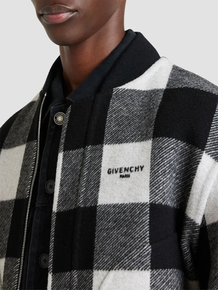 Givenchy Men's Reversible Bomber Jacket in Wool - White Black | Thumbnail 7 Givenchy Men's Reversible Bomber Jacket in Wool - White Black | Thumbnail 7