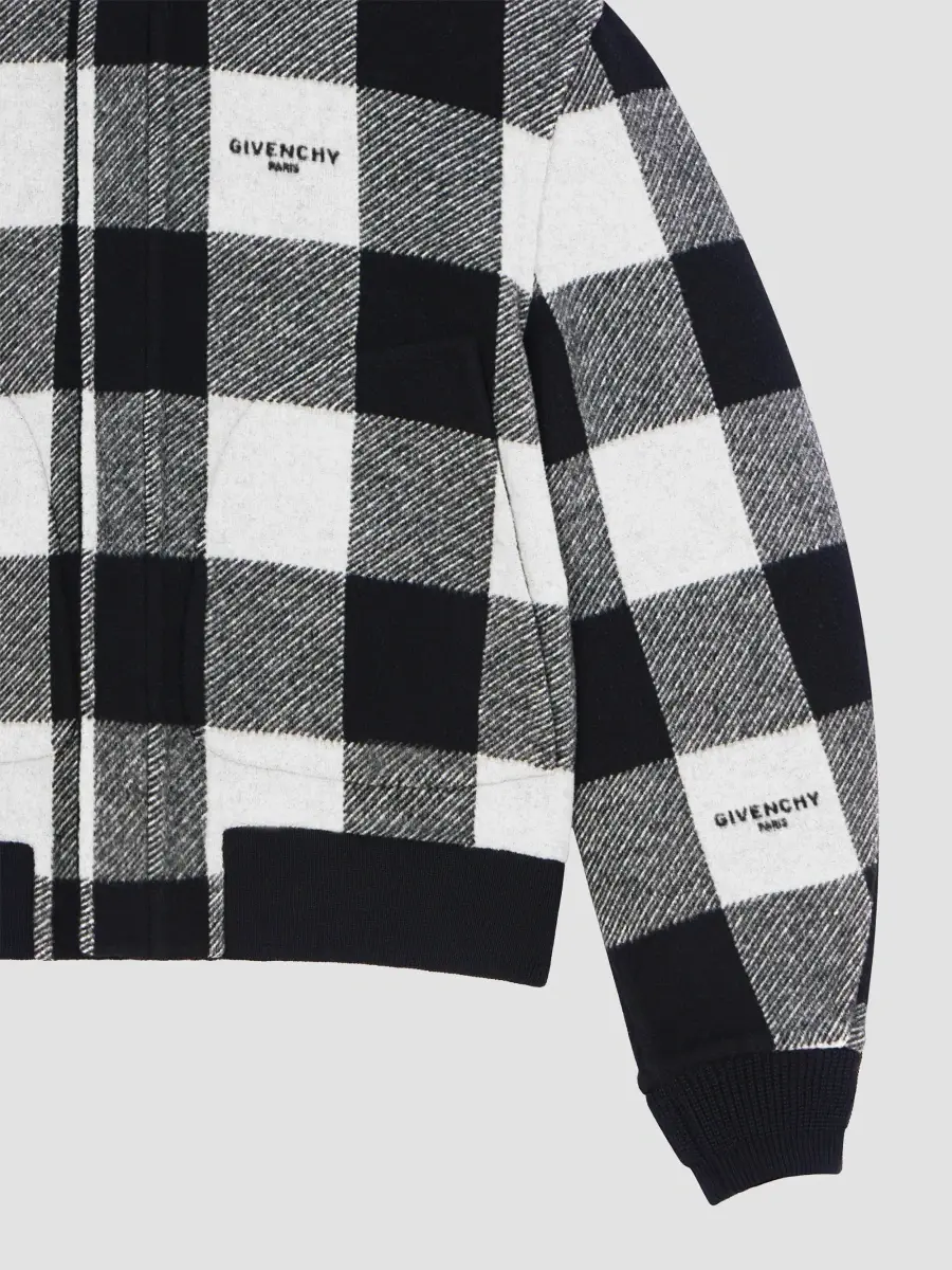 Givenchy Men's Reversible Bomber Jacket in Wool - White Black | Thumbnail 9 Givenchy Men's Reversible Bomber Jacket in Wool - White Black | Thumbnail 9