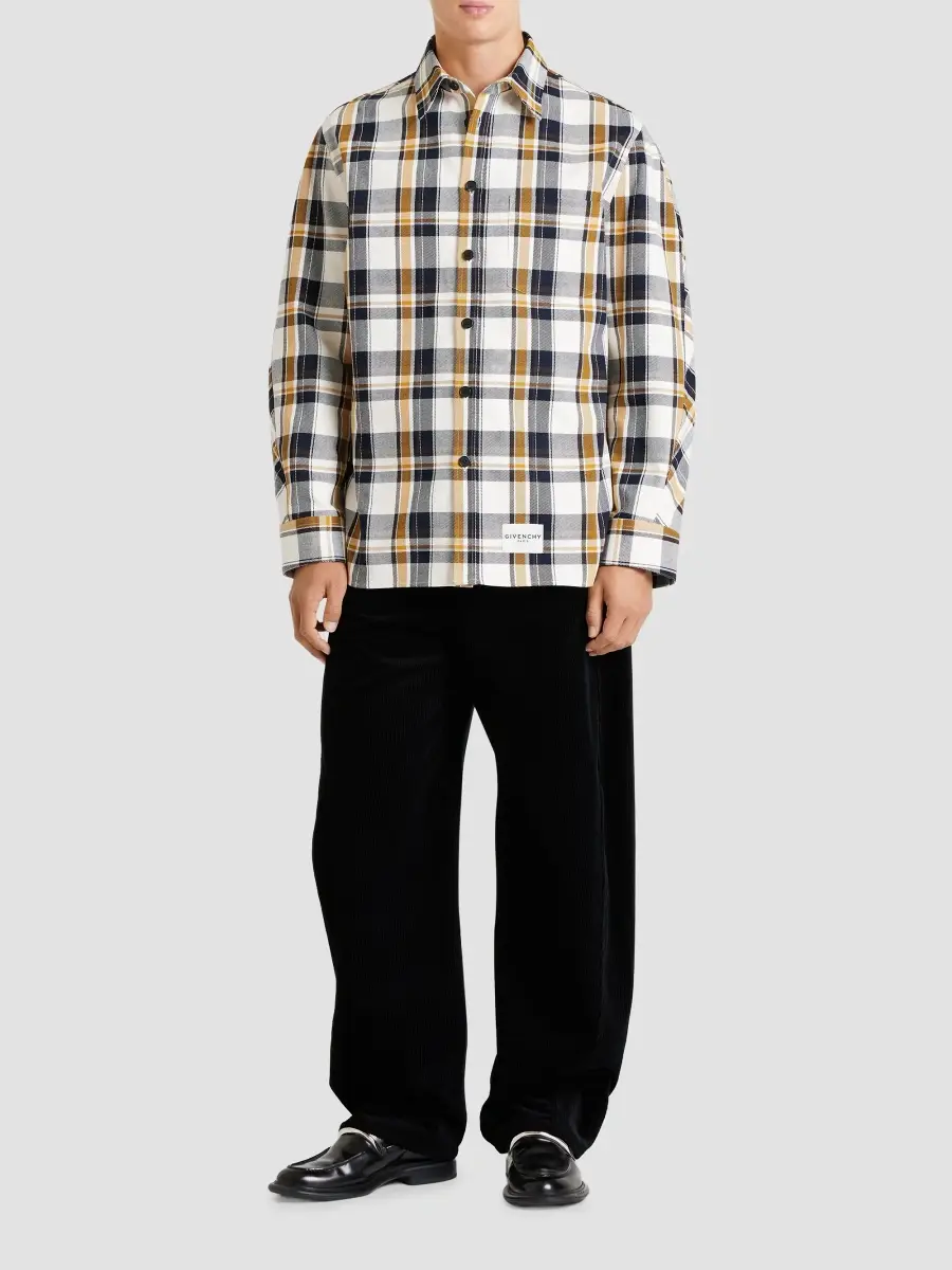 Givenchy Men's Couture Seam Checked Overshirt in Cotton - White Brown | Thumbnail 2