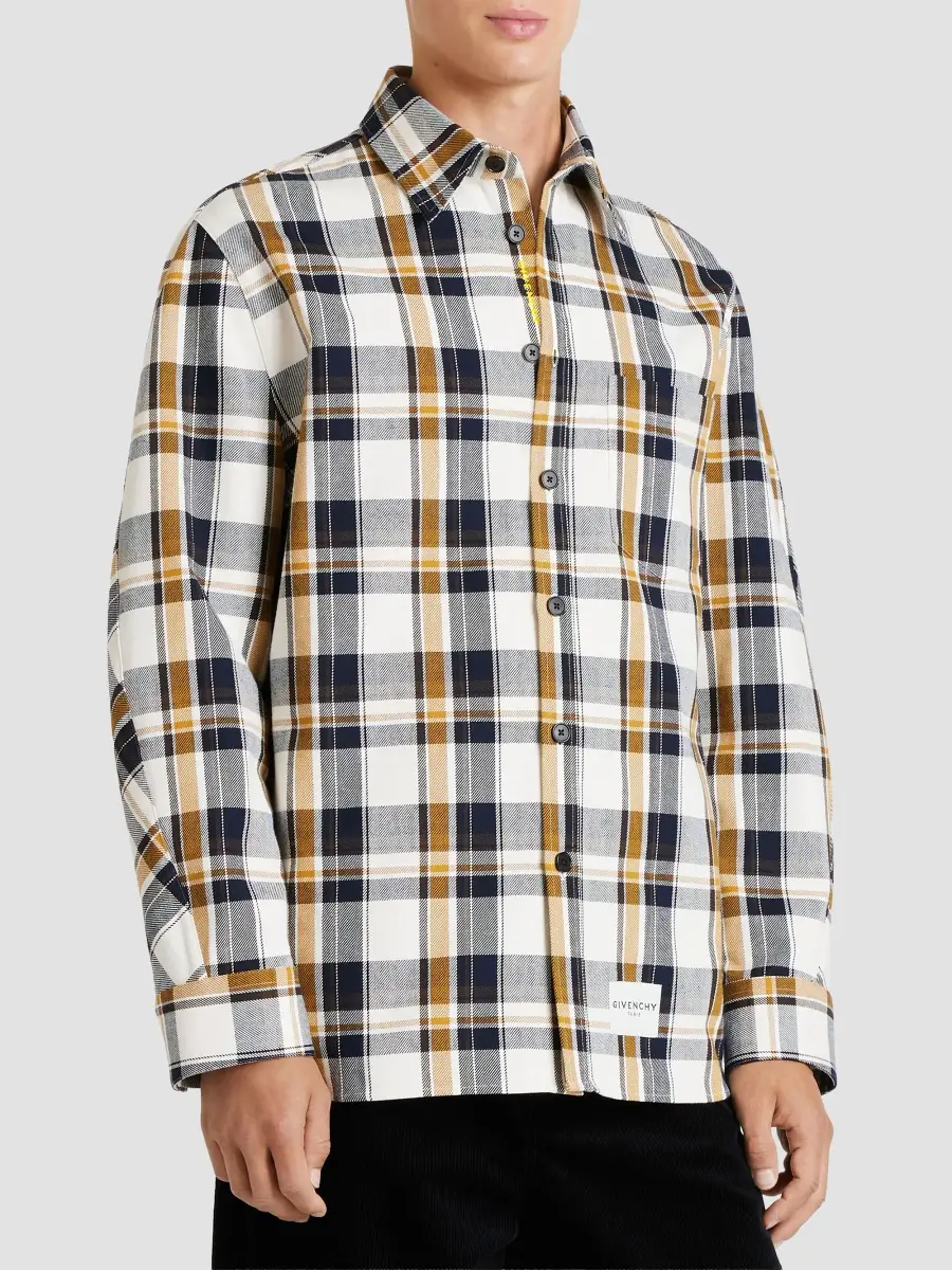 Givenchy Men's Couture Seam Checked Overshirt in Cotton - White Brown | Thumbnail 5