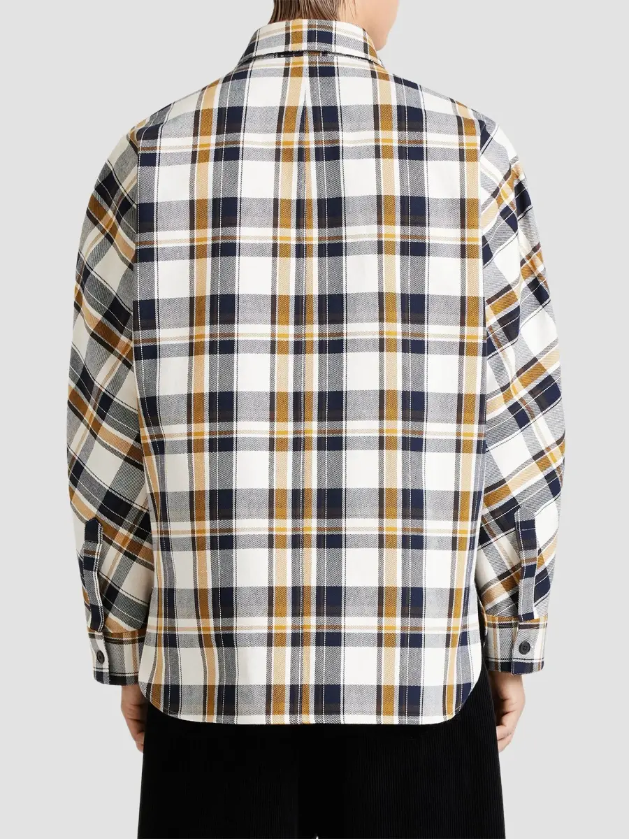 Givenchy Men's Couture Seam Checked Overshirt in Cotton - White Brown | Thumbnail 6