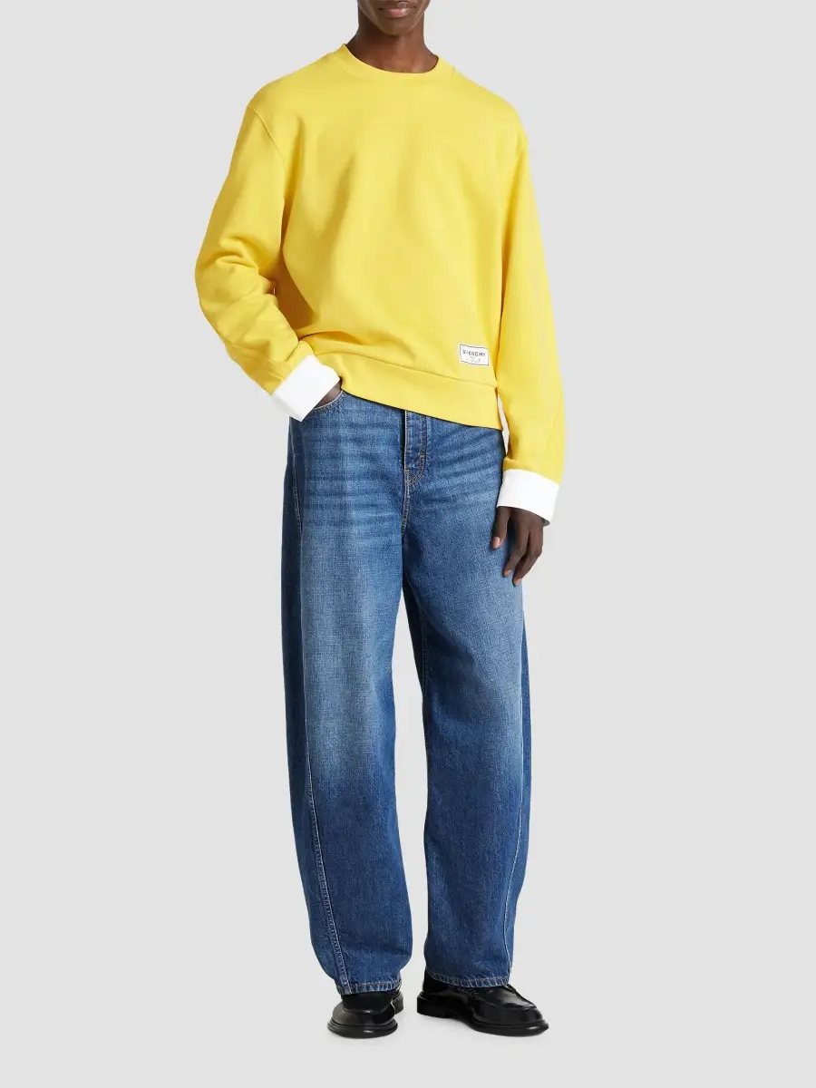 Givenchy Men's Couture Seam Sweatshirt in Fleece with Shirt Cuffs - Yellow | Thumbnail 2