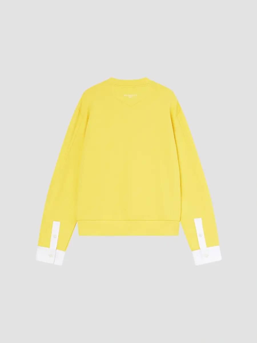 Givenchy Men's Couture Seam Sweatshirt in Fleece with Shirt Cuffs - Yellow | Thumbnail 3