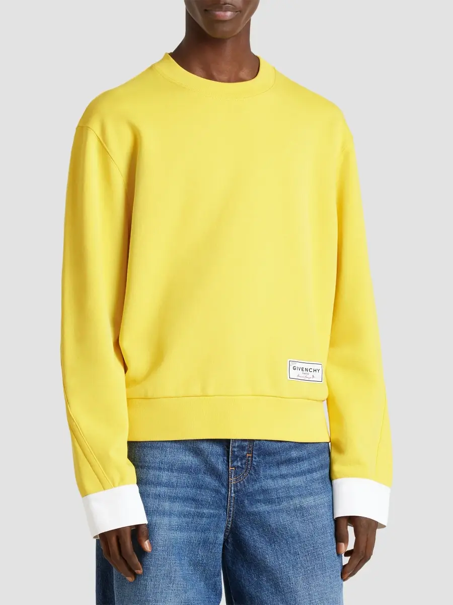 Givenchy Men's Couture Seam Sweatshirt in Fleece with Shirt Cuffs - Yellow | Thumbnail 5