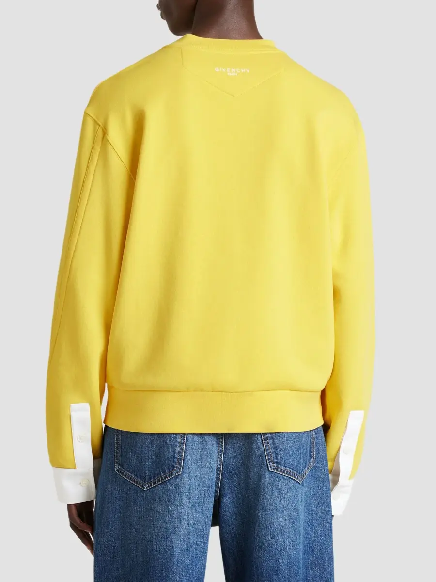 Givenchy Men's Couture Seam Sweatshirt in Fleece with Shirt Cuffs - Yellow | Thumbnail 6