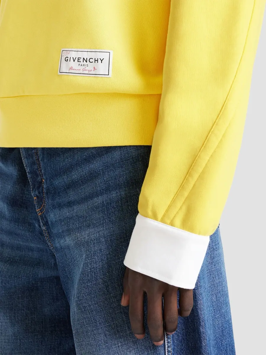 Givenchy Men's Couture Seam Sweatshirt in Fleece with Shirt Cuffs - Yellow | Thumbnail 7