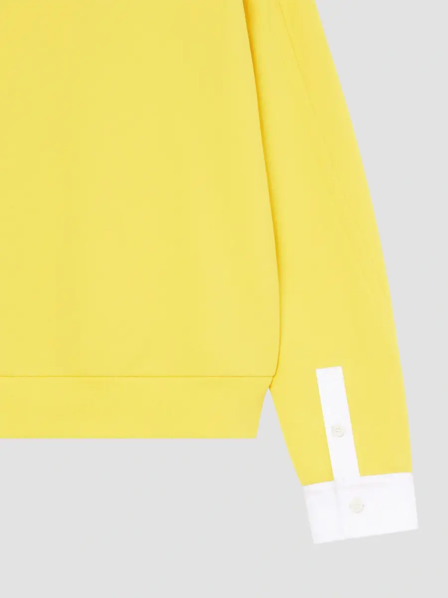 Givenchy Men's Couture Seam Sweatshirt in Fleece with Shirt Cuffs - Yellow | Thumbnail 9