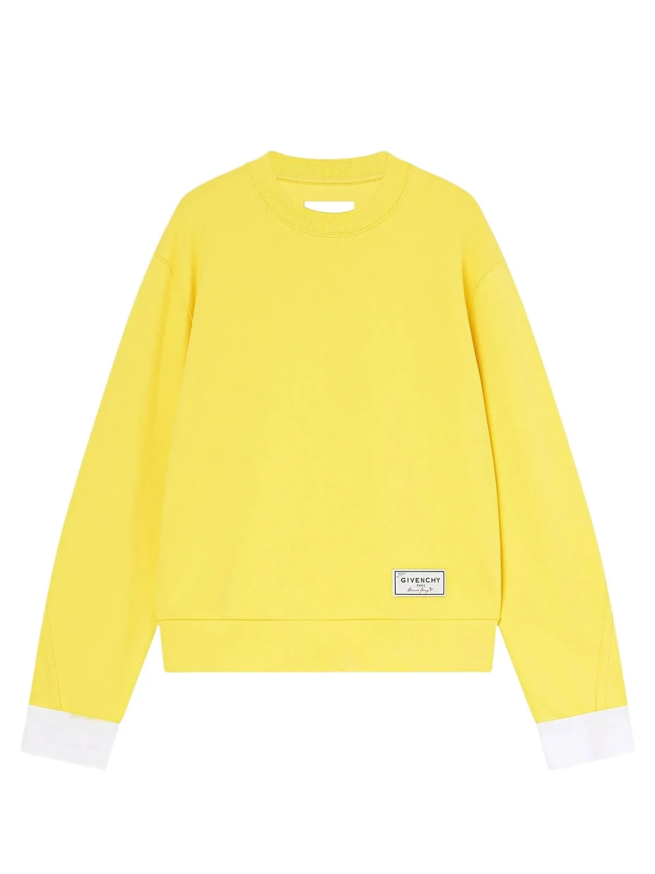 Givenchy Men's Couture Seam Sweatshirt in Fleece with Shirt Cuffs - Yellow