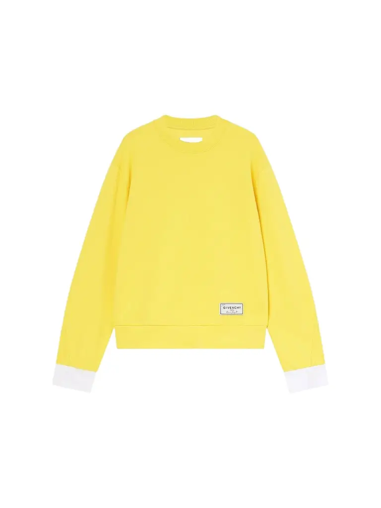 Men's Couture Seam Sweatshirt in Fleece with Shirt Cuffs - Yellow Men's Couture Seam Sweatshirt in Fleece with Shirt Cuffs - Yellow