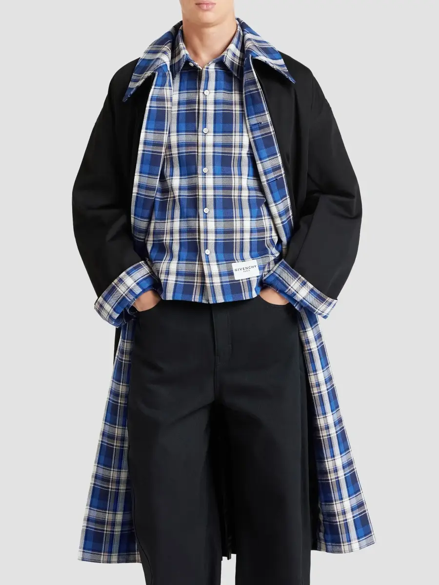 Givenchy Men's Couture Seam Double Trench Coat in Cotton - Black | Thumbnail 4 Givenchy Men's Couture Seam Double Trench Coat in Cotton - Black | Thumbnail 4