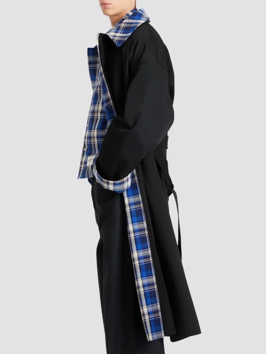 Givenchy Men's Couture Seam Double Trench Coat in Cotton - Black | Thumbnail 5 Givenchy Men's Couture Seam Double Trench Coat in Cotton - Black | Thumbnail 5