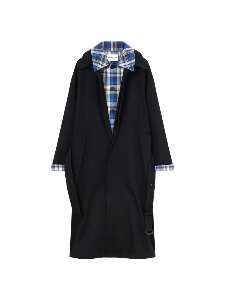 Givenchy Men's Couture Seam Double Trench Coat in Cotton - Black